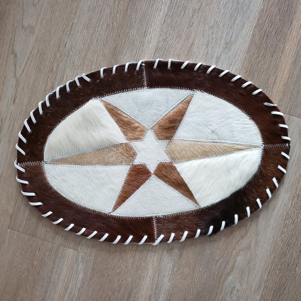 Genuine Cowhide Oval Placemat or Tabletop Decor